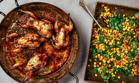 Thomasina Miers’ quail and spicy warm corn salad