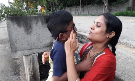 Vidya with Vineeth, 10, who has the incurable disease mucopolysaccharidosis II. India has no budget for such rare diseases. 
