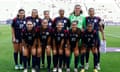 The Dominican Republic line up prior to playing Mexico in the Concacaf W Gold Cup