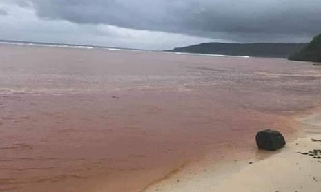 A major bauxite spill has turned water red at Rennell Island in the Solomon Islands