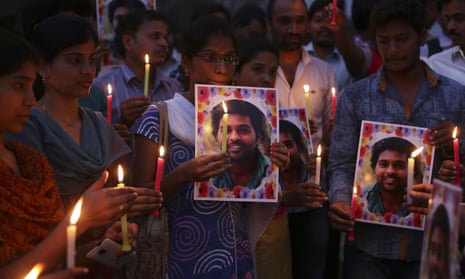 ‘My birth is my fatal accident’: a vigil in Hyderabad following the suicide of Rohith Vemula in January 2016.
