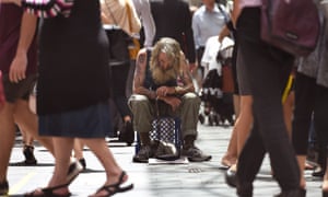 A man begging on the streets of Sydney