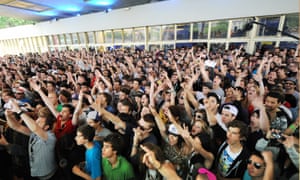 Daytime crowd enjoy a gig at Nuits Sonores festival in France.