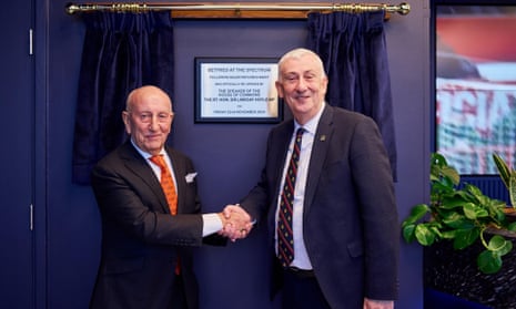 Betfred boss Fred Done shakes hands with Sir Lindsay Hoyle.