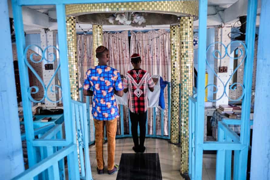 Worshippers in the Aaron Hakodesh Synagogue in Port Harcourt, Nigeria