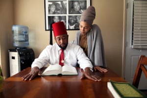 Robert Webb-Bey and wife N’seeka MacPherson-Bey Reading Quran together in their Memphis home.