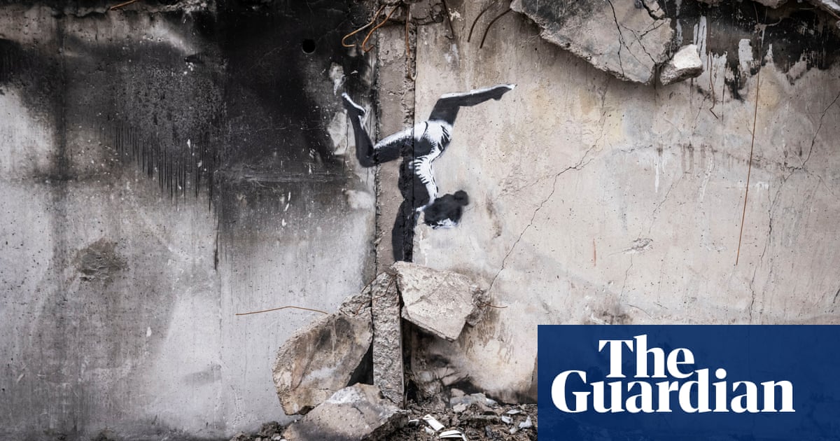Banksy artwork appears on damaged building in Ukraine – The Guardian