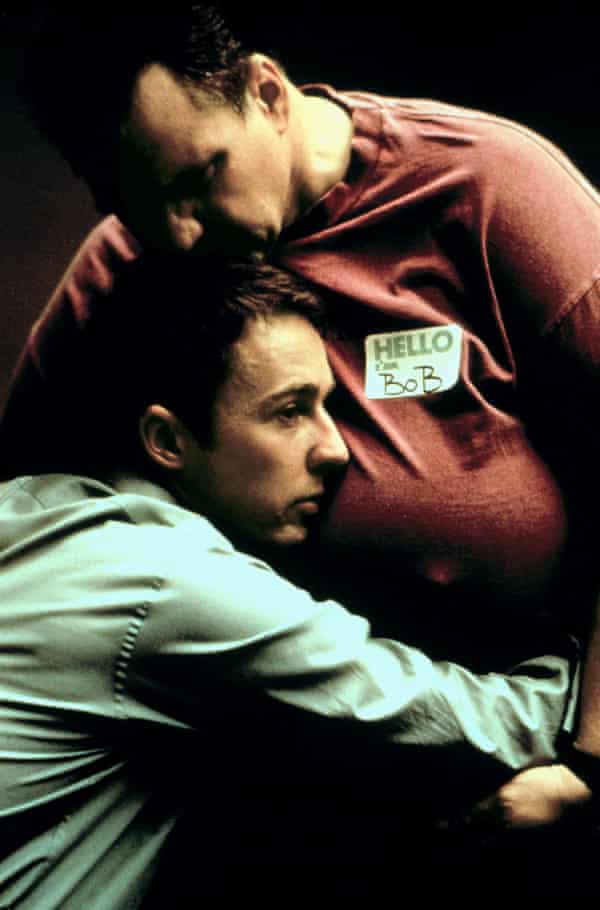 Keeping his shirt on … Meat Loaf and Edward Norton in Fight Club.