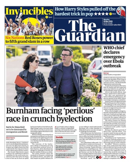 The Guardian front page 18 May 2026
