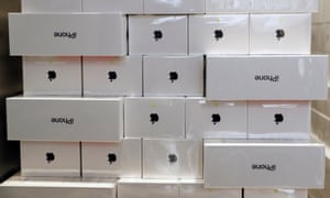  Boxes of iPhone X are pictured during its launch at the Apple store in Singapore in November 2017. 