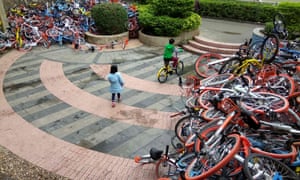 The dumped bikes in Shenzhen.
