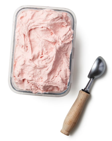 If you’d prefer a harder texture, decant the churned ice-cream into a container, press clingfilm on the surface to eliminate any air bubbles and freeze for an hour or so.