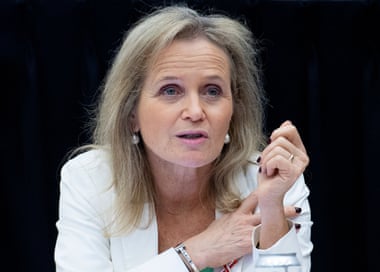 Prof Sharon Lewin speaks during a roundtable discussion on monkeypox at the Aids 2022 conference in Montreal.