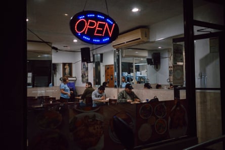 A sparsely crowded restaurant.