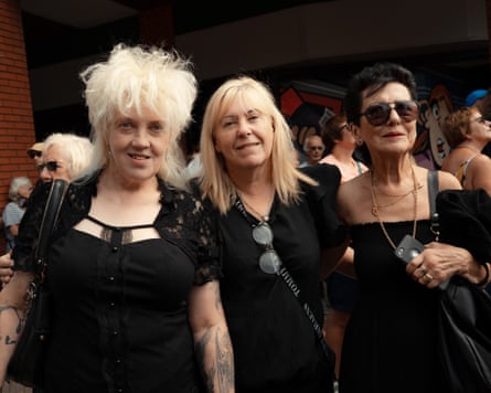 Allyson Thomas and two friends, all dressed in black