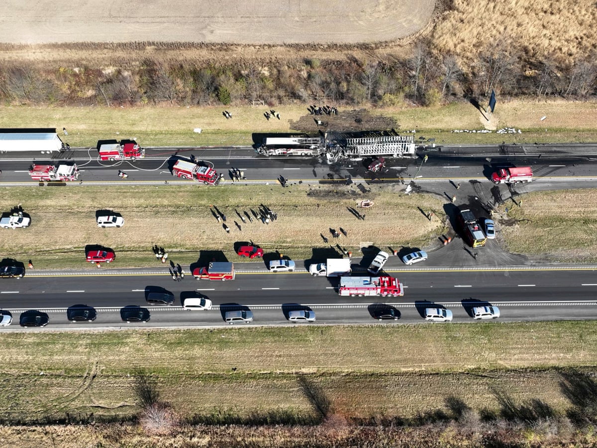 Three dead after semi-truck hits bus carrying students on Ohio highway | Ohio | The Guardian