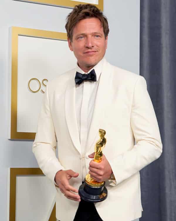 Vinterberg with his Oscar for best foreign language film.