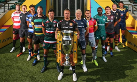 Premiership players launch the 2017-18 season at Twickenham, with Exeter’s Jack Nowell holding the trophy