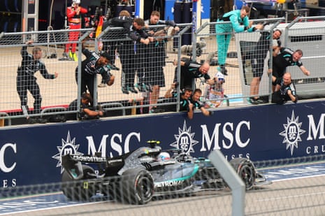 Kimi Antonelli crosses the finish line to win the United States Grand Prix.
