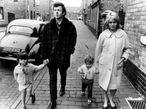 Still from film Cathy Come Home, showing Sean King as Sean, Ray Brooks as Reg, Stephen King as Stephen and Carol White as Cathy