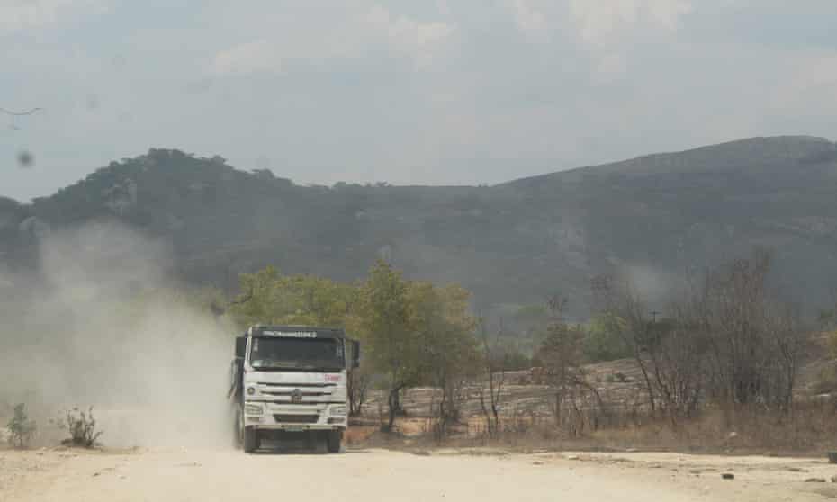 A truck carrying boulders of granite in Nyamakope village, Mutoko