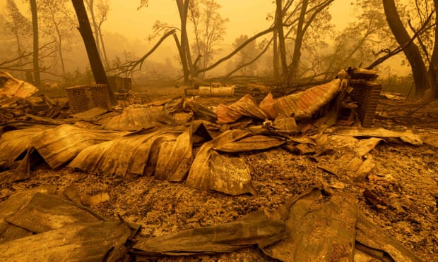 Property in the community of Klamath River lies in ruins after it burned in the McKinney fire