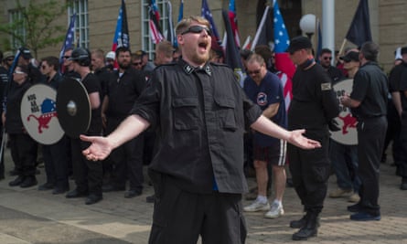 an american neo nazi at a rally in pikeville kentucky in april 2017