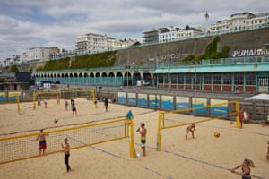 The volleyball courts at Katie Mintram’s Yellowave, Brighton