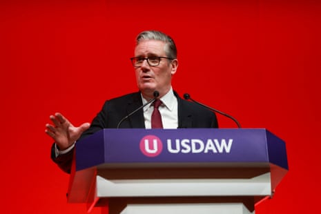 Keir Starmer speaking at the Usdaw conference in Blackpool this morning.