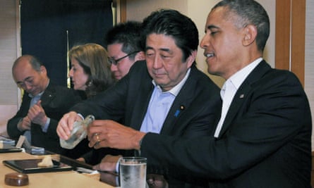 Shinzo Abe and Barack Obama at the restaurant where the then US president said he had the best sushi of his life.