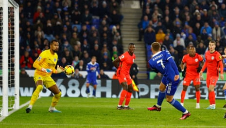 Harvey Barnes shoots Fox head-on.