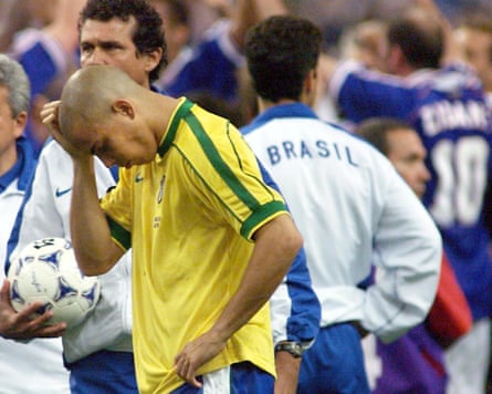 Brazil’s forward Ronaldo after the defeat by France in the World Cup final at Saint-Denis, France, 12 July 1998