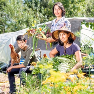 Farmer Ruby Radwan, with her daughter Asiyla and son Ali