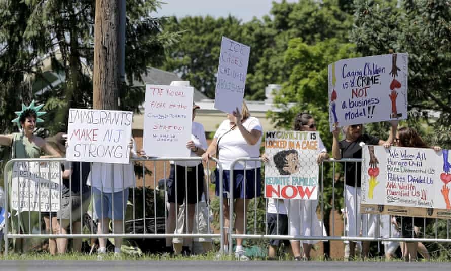 Protesters rally not far from Trump National Golf Club, in New Jersey.