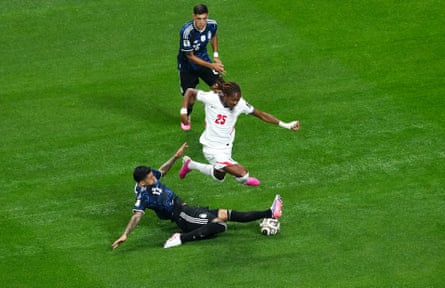 Djed Spence, pictured in action for England against Argentina, has joined Inter.