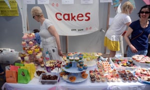 Homemade cakes on sale at a primary school summer fair in 2019.