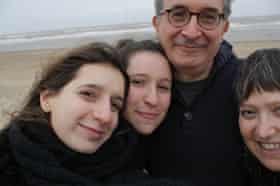 Beth, Ellie, Robin and Fiona Freedland on Southwold beach in December 2013