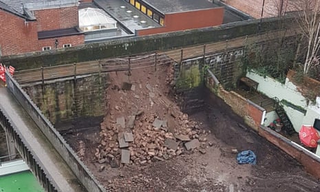 The damage to part of Chester’s ancient city wall.