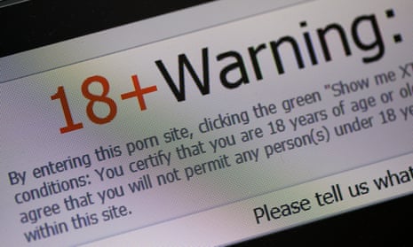 Age warning on porn site