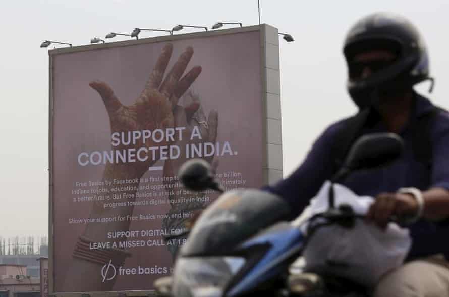 A billboard advert for Facebook’s Free Basics initiative in Mumbai. India.