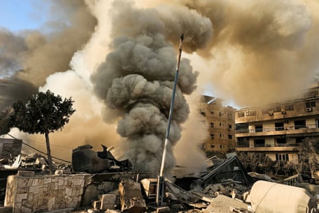 Smoke rises from the site of an Israeli airstrike