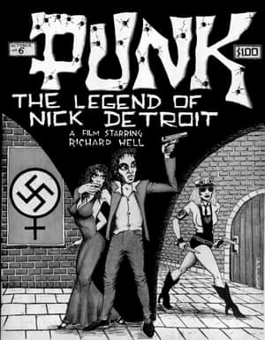 The Legend of Nick Detroit (pictured are Debbie Harry, Judy LaPilusa and Richard Hell ), Vol 1, issue no 6,­ August 1976. Illustration and design by John Holmstrom.