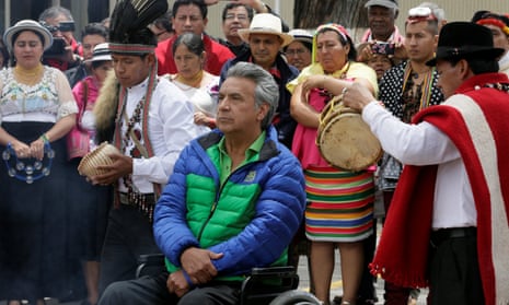 Lenín Moreno, presidential candidate from the ruling Alianza País, attends a campaign event in Quito on Monday. He would be the country’s first paraplegic head of state if elected.