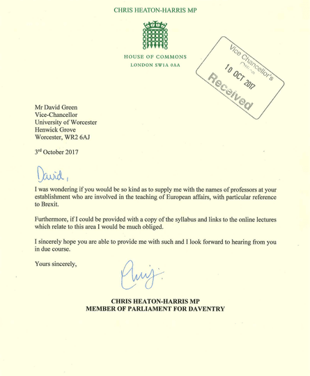 MP's letter
