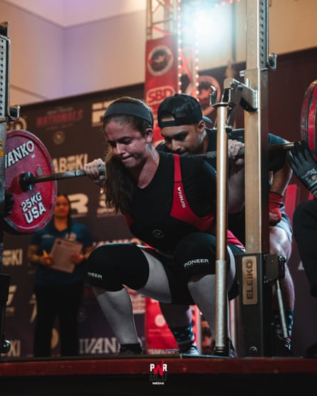 Sarah Skoruppa performs a squat.