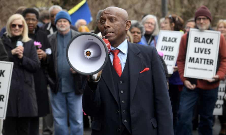 Harvey Matthews Sr speaks at the place where he says an African American cemetery used to be, in February 2017 in Bethesda, Maryland.