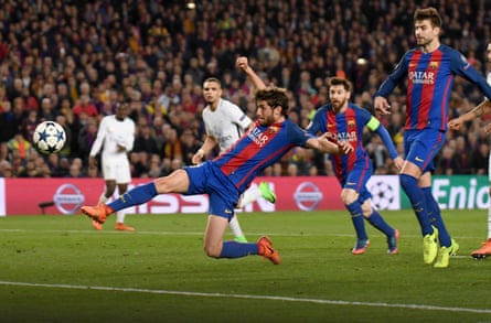 Sergi Roberto scores Barcelona’s winner in a Champions League comeback for the ages against Paris Saint-Germain at the Camp Nou