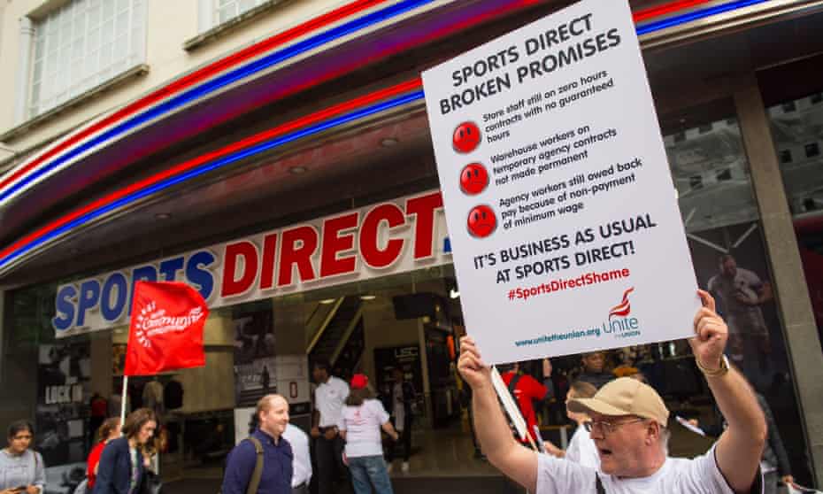 Protesters outside Sports Direct on Oxford Street in London