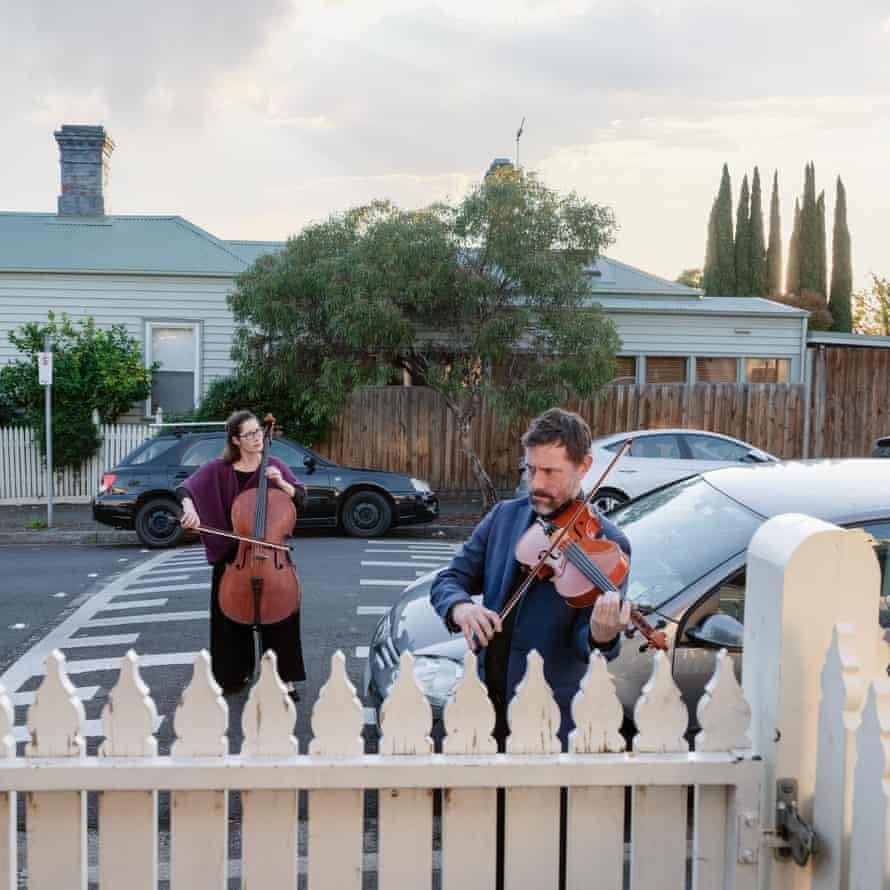 Musicians and neighbours Josphine and Jason, before their street concert