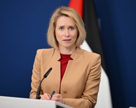 EU top diplomat Kaja Kallas at a press conference in Brussels, Belgium.